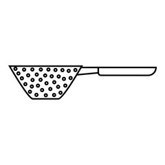 Colander with handle icon, outline style