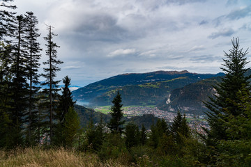 View of Interlaken, Switzerland from the cog train up to Schynige Platte