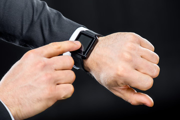 Man using smartwatch