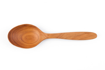 Wooden spoon on White background.