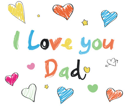  i love you dad 'doodle colorful text 