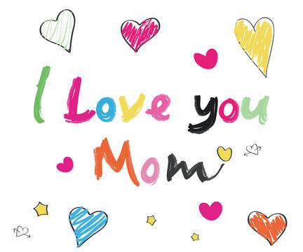 I love you mom doodle colorful text 