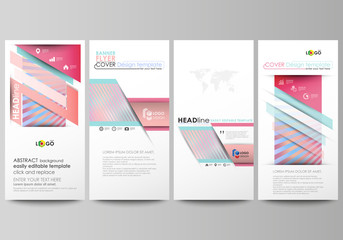 Flyers set, modern banners. Business templates. Cover template, easy editable abstract vector layouts. Sweet pink and blue decoration, pretty romantic design, cute candy background.