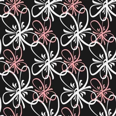 Gordijnen Silhouette of flowers painted with a fine brush. Seamless pattern. © Anne Punch