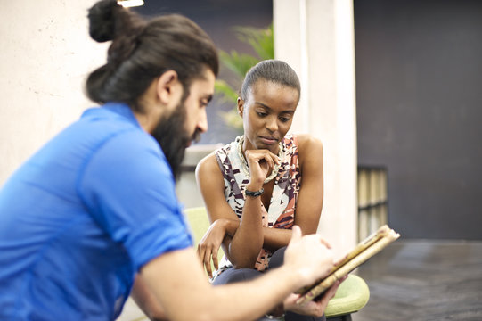 Business colleagues in an office breakout area