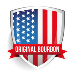 Original Bourbon ribbon on USA flag shield