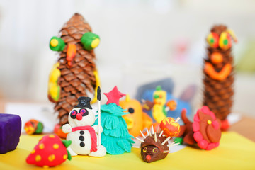 Colored handicrafts from plasticine