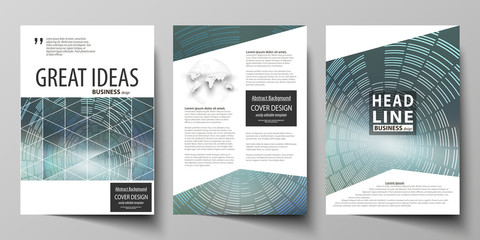 Business templates for brochure, flyer, booklet or report. Cover design template, easy editable vector, abstract flat layout in A4 size. Technology background in geometric style made from circles.