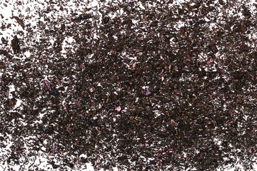 pile purplish red mineral isolated on white background, crystal texture