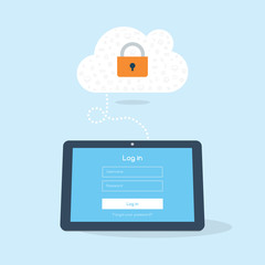 3D flat tablet device tries log in to cloud.