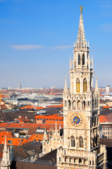 Munich city center with New Town Hall tower