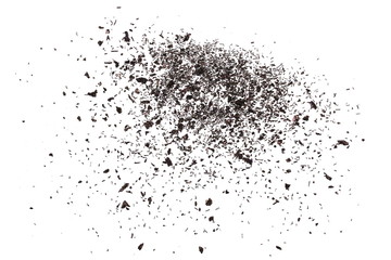 pile purplish red mineral isolated on white background, crystal texture