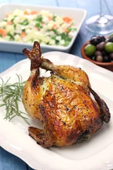 Foto auf Acrylglas roast chicken, whole roasted chicken © uckyo