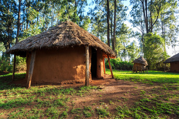 Fototapeta na wymiar Traditional, tribal village of Kenyan people