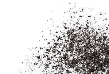 pile purplish red mineral isolated on white background, crystal texture