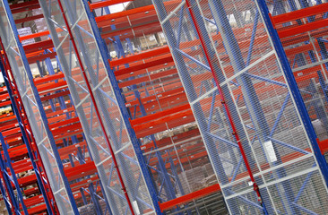 colorful shelves in the warehouse