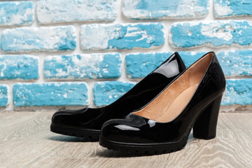 women shoes on wooden background