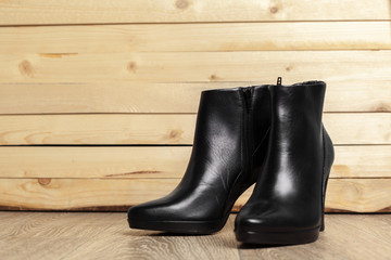 women shoes on wooden background