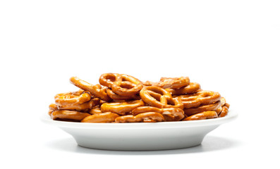 cookies bretzels on a white background