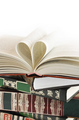 Book pages in a heart shape