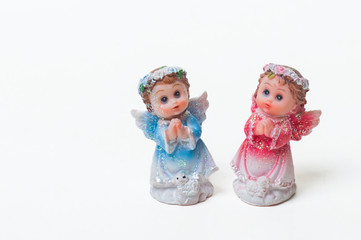 Blue and red shiny angels