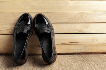 women shoes on wooden background
