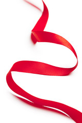 Red ribbon on white background