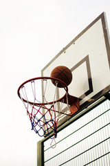 Naklejka premium Basketball hoop in a school play area
