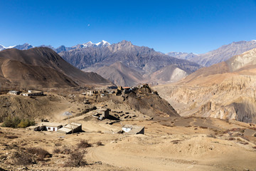 Fototapeta na wymiar View on the Jharkot village, lower Mustang, Nepal