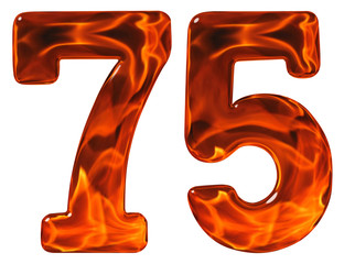 75, seventy five, numeral, imitation glass and a blazing fire, i