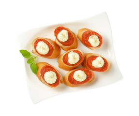 Crispy bread based canapes