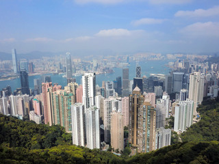 Fototapeta na wymiar Beautiful Hong Kong city skyline in daytime from peak