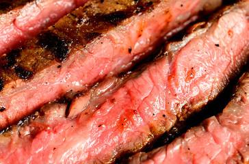 slices of grilled steak 