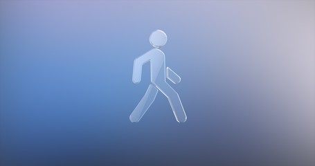 Walking Man on Crosswalk Glass 3d Icon