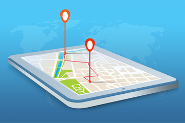 Mobilna nawigacja GPS na tablecie. - 132448177