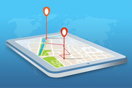 Mobilna nawigacja GPS na tablecie.
