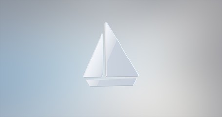 Sea Boat White 3d Icon