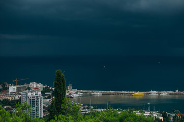 Fototapeta na wymiar The black sea, Wharf, Yalta, funicular