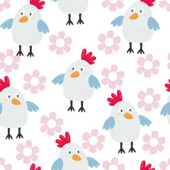 kids seamless pattern with chickens. Vector illustration