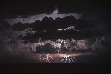 Lightning on a dry summer in Kamloops 