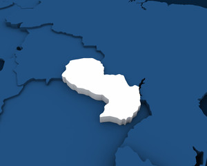 paraguay map 3D illustration