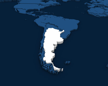 argentina map 3D illustration