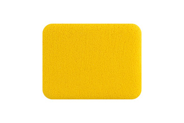 Rectangle yellow cosmetic sponge pad for face cleaning, isolated on white background, clipping path included