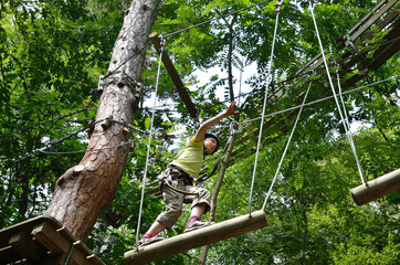 Girl in the rope parkour