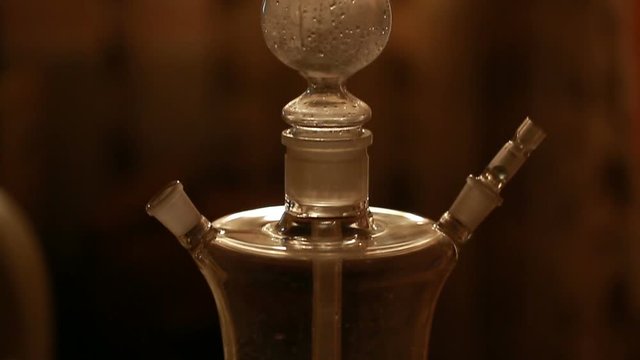 Beautiful glass shisha closeup in the interior