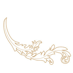 Fototapeta na wymiar Golden vintage baroque ornament, corner. Retro pattern antique style acanthus. Decorative design element filigree calligraphy vector. - stock vector