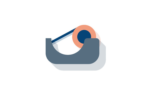 Vector tape roll tool icon with long shadow