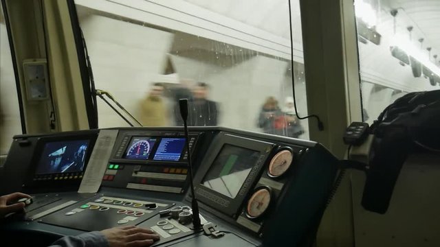 view from the cockpit subway driver.