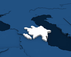 azerbaijan map 3D illustration