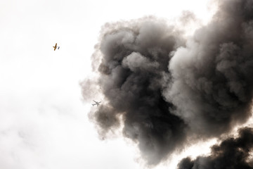 Very dark smoke from a fire